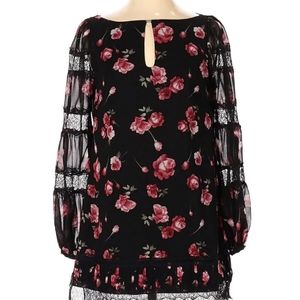Black Floral and Lace Blouse, size 2